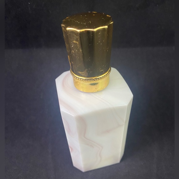 Vintage Empty Perfume Bottle Made In France Quartz or Marble Gold Cap - Picture 2 of 8